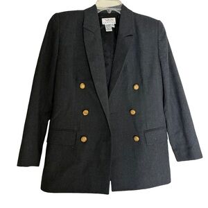 Talbots Wool Blazer 4P – Charcoal Gray w/ Gold Buttons – Petite